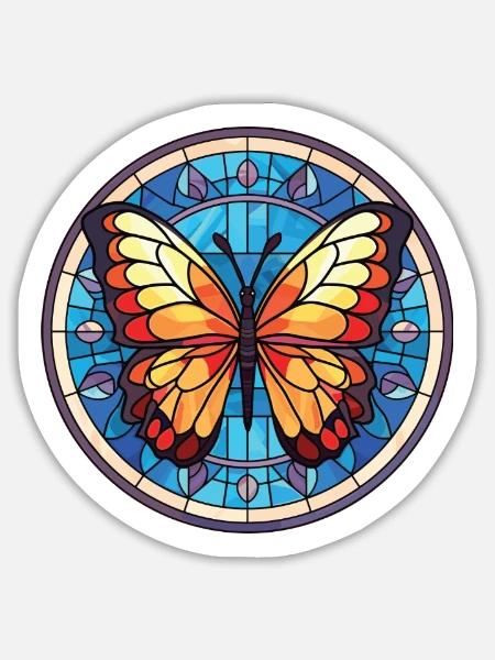 Schmetterling Bunte Aquarell-Tierillustration - Sticker Größe L (20 x 20 cm) - Mattweiß