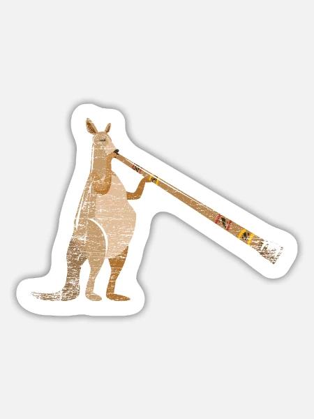Tiefbrummendes Didgeridoo Känguru - Sticker Größe L (20 x 20 cm) - Mattweiß