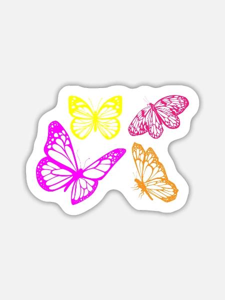 Butterflies Schmetterlinge - Sticker Größe L (20 x 20 cm) - Mattweiß