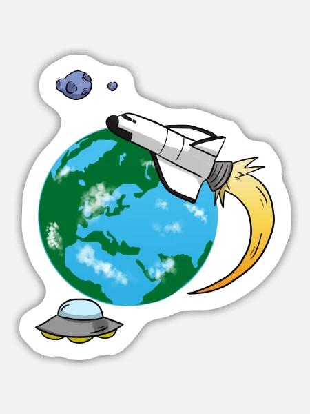 Fliegende Rakete - Sticker Größe L (20 x 20 cm) - Mattweiß