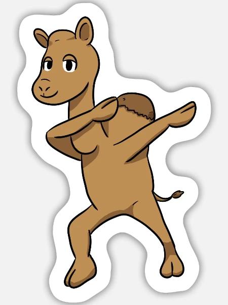 Dab Camel - Sticker Größe L (20 x 20 cm) - Mattweiß