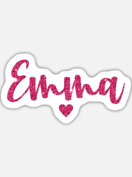 Emma Herz Pink - Sticker Größe L (20 x 20 cm) - Mattweiß