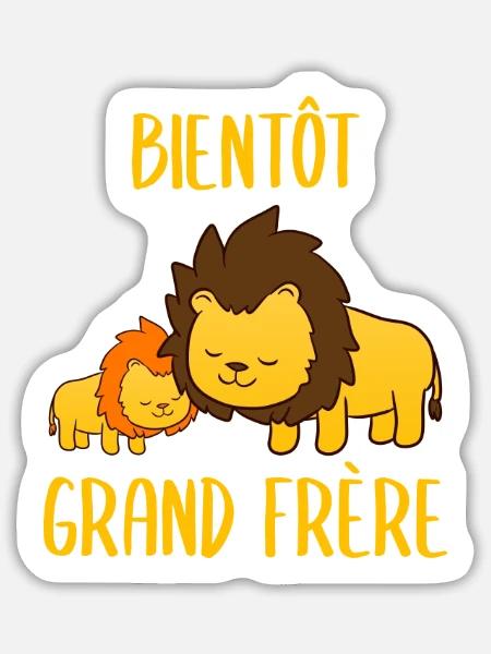 Bientôt Grand Frère - Sticker Größe L (20 x 20 cm) - Mattweiß