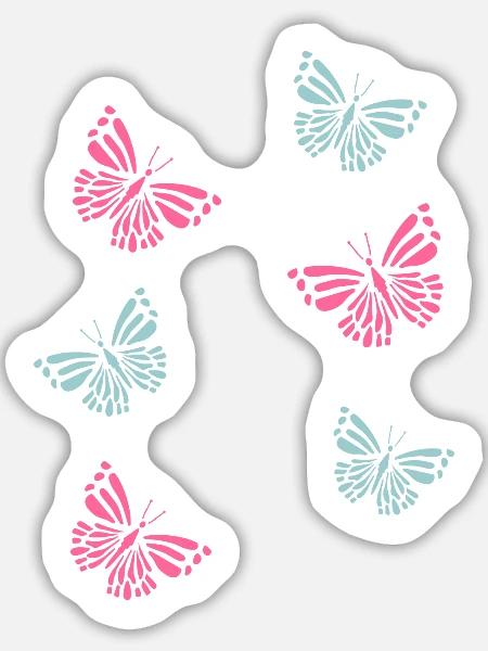 Butterflies Schmetterlinge - Sticker Größe L (20 x 20 cm) - Mattweiß