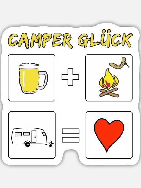 camper glück wohnwagen - Sticker Größe L (20 x 20 cm) - Mattweiß