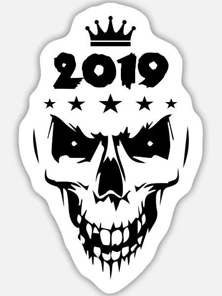 2019 Totenkopf - Sticker Größe L (20 x 20 cm) - Mattweiß