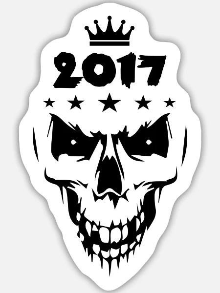 2017 Totenkopf - Sticker Größe L (20 x 20 cm) - Mattweiß