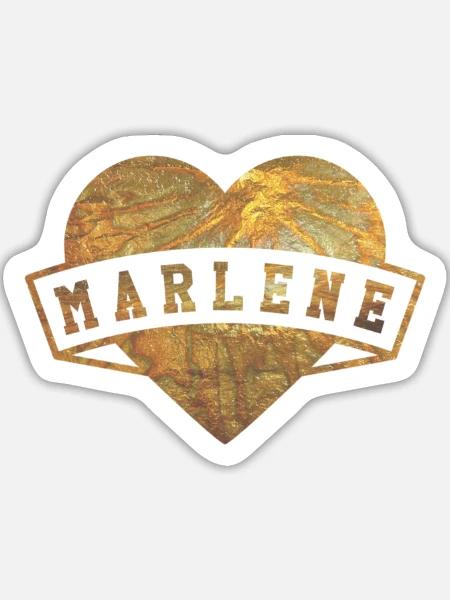 Marlene Herzen Gold - Sticker Größe L (20 x 20 cm) - Mattweiß