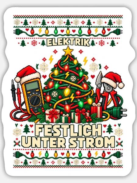 Elektrik - Festlich unter Strom - Sticker Größe L (20 x 20 cm) - Mattweiß