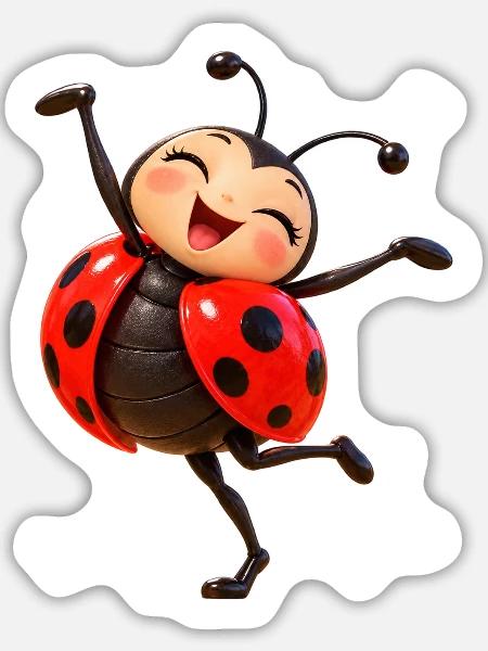 Fröhliche tanzende Marienkäfer - Sticker Größe L (20 x 20 cm) - Mattweiß