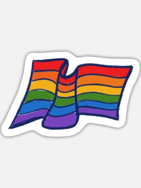 Stolz Regenbogenwelle - Sticker Größe L (20 x 20 cm) - Mattweiß