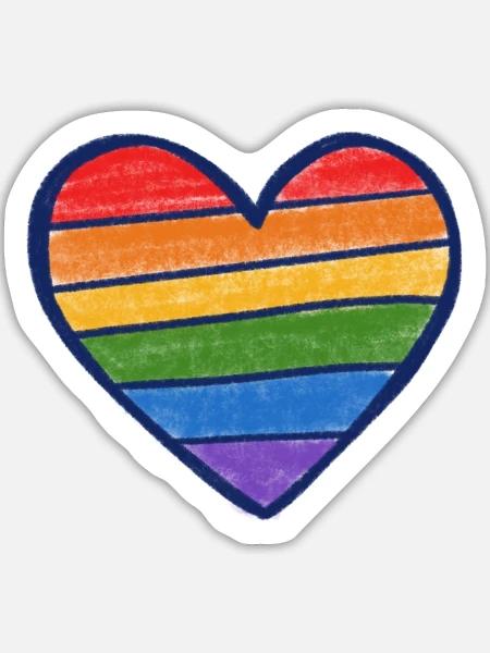 Regenbogenstolzherz - Sticker Größe L (20 x 20 cm) - Mattweiß