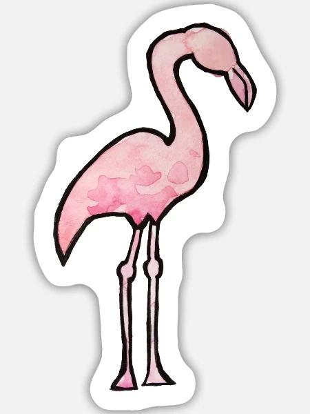 Aquarell Flamingo Pink Silhouette - Sticker Größe L (20 x 20 cm) - Mattweiß