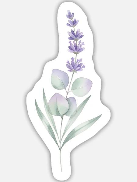 Lavendel- und Eukalyptus-Botanische Kunst - Sticker Größe L (20 x 20 cm) - Mattweiß