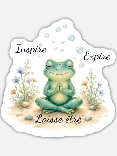 Meditativer Zen-Frosch - Sticker Größe L (20 x 20 cm) - Mattweiß