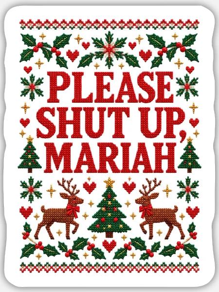 Lustiger Anti-Weihnachts-Kreuzstich hässlicher Pullover Des - Sticker Größe L (20 x 20 cm) - Mattweiß