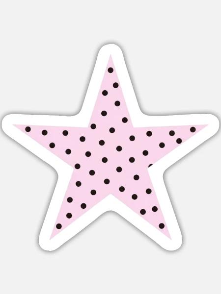 Rosa Stern mit schwarzen Punkten - Sticker Größe L (20 x 20 cm) - Mattweiß