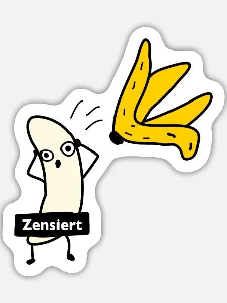 Banane zieht sich aus - Sticker Größe L (20 x 20 cm) - Mattweiß