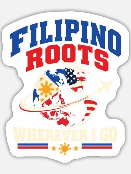 Philippinisches Blut Amerikanische Wurzeln - Sticker Größe L (20 x 20 cm) - Mattweiß