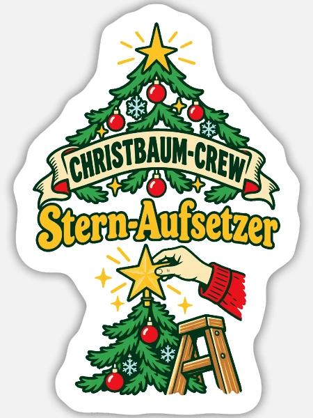Christbaum-Crew Stern-Aufsetzer - Sticker Größe L (20 x 20 cm) - Mattweiß