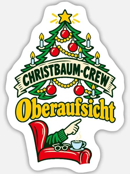 Christbaum-Crew Oberaufsicht - Sticker Größe L (20 x 20 cm) - Mattweiß