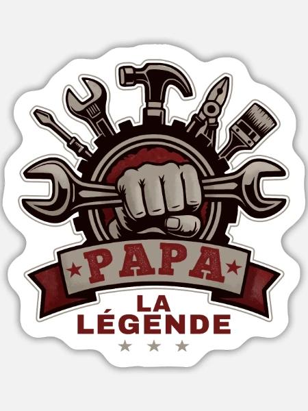 Papa, die Legende - Sticker Größe L (20 x 20 cm) - Mattweiß