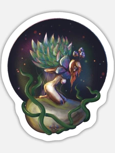 Helle Nymphe Sukkulentenpflanze - Sticker Größe L (20 x 20 cm) - Mattweiß