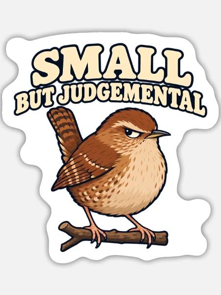 Urteilender Zaunkönig - Sticker Größe L (20 x 20 cm) - Mattweiß