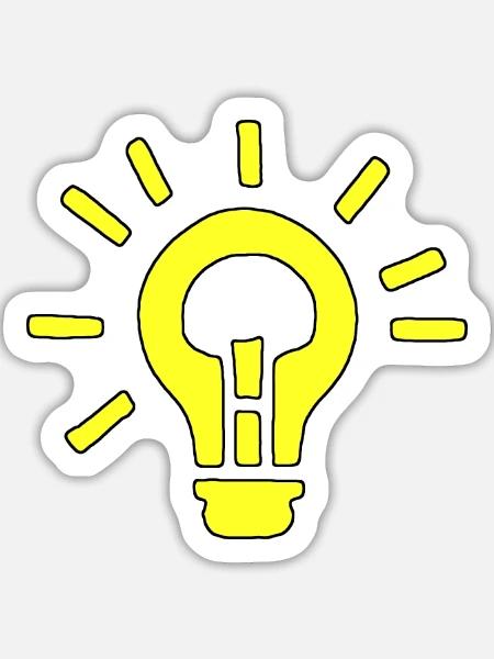 Gelbe Birne: kreative Idee - Sticker Größe L (20 x 20 cm) - Mattweiß