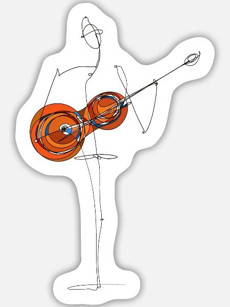 Abstrakte Gitarre in Bewegung - Sticker Größe L (20 x 20 cm) - Mattweiß