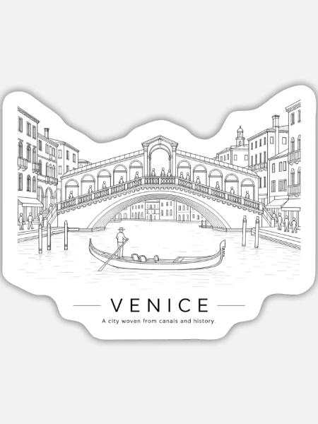 Venedig Rialto-Brücke - Sticker Größe L (20 x 20 cm) - Mattweiß