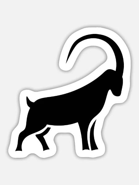 Steinbock -Silhouette mit kräftigen Linien - Sticker Größe L (20 x 20 cm) - Mattweiß