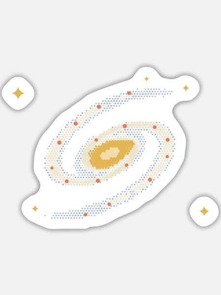 Spiralgalaxie im Punktraster - Sticker Größe L (20 x 20 cm) - Mattweiß