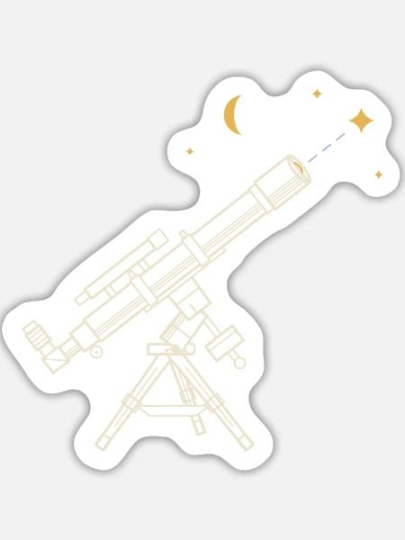 Linsenteleskop als technische Zeichnung - Sticker Größe L (20 x 20 cm) - Mattweiß