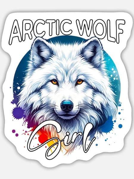 Arctic Wolf Mädchen Polarwolf - Sticker Größe L (20 x 20 cm) - Mattweiß