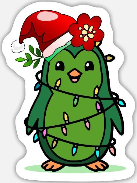 Christmas Kids Pinguin - Sticker Größe L (20 x 20 cm) - Mattweiß