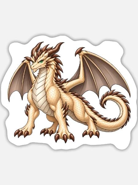Majestätischer Champignondrache – Fantasy Drache - Sticker Größe L (20 x 20 cm) - Mattweiß