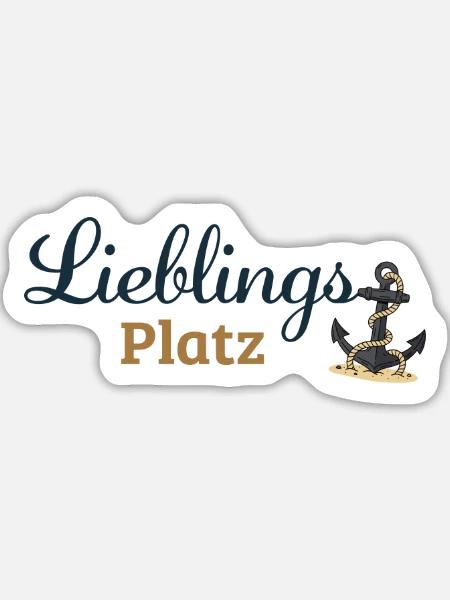 Lieblingsplatz – Maritimes Ankerdesign - Sticker Größe L (20 x 20 cm) - Mattweiß