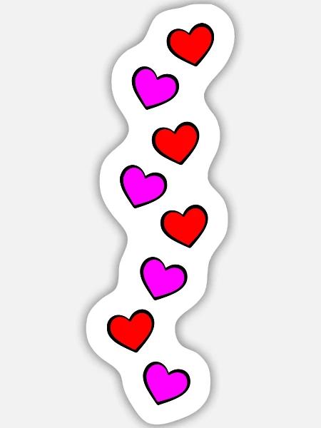Herzen Rot Pink Vertikal Symbol - Sticker Größe L (20 x 20 cm) - Mattweiß