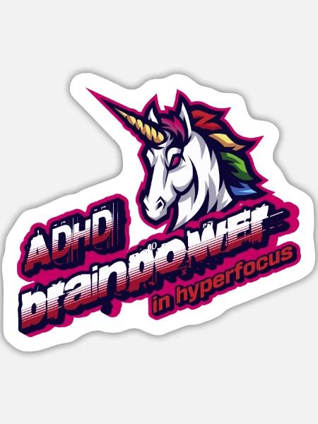 ADHS-Hyperfokus-Club, Neurodiversitäts-Superkraft - Sticker Größe L (20 x 20 cm) - Mattweiß