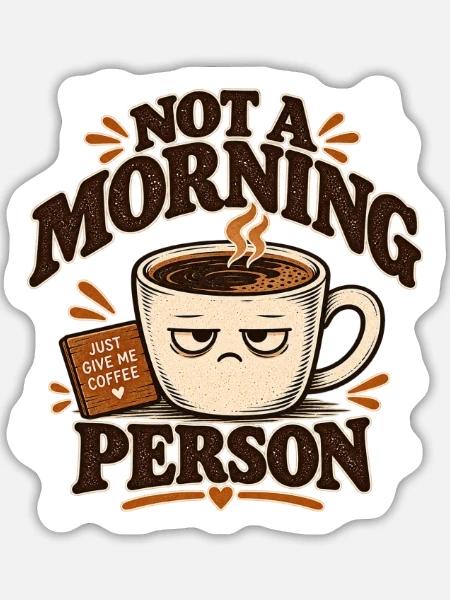 Kein Morgenmensch-Kaffee - Sticker Größe L (20 x 20 cm) - Mattweiß