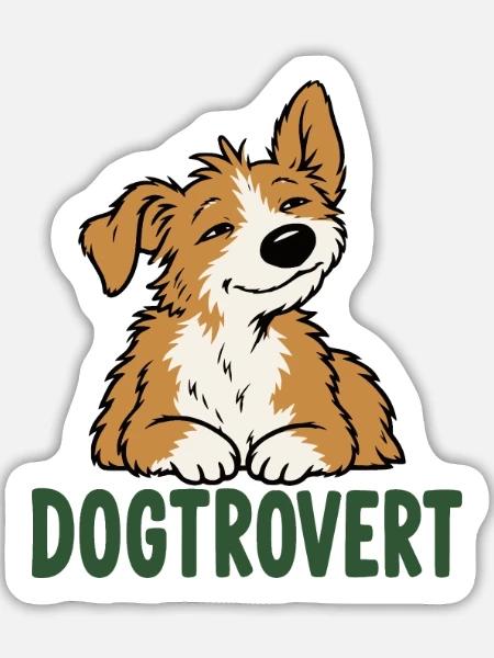 Dogtrovert Lustiger Introvertierter Hundeliebhaber-Design - Sticker Größe L (20 x 20 cm) - Mattweiß
