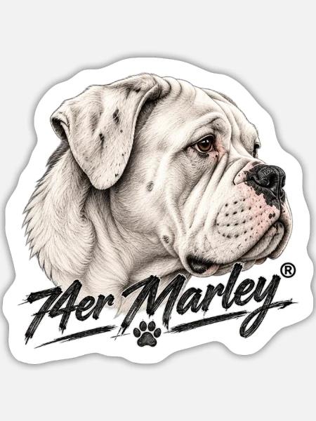Bulldog Soul – 74er Marley® - Sticker Größe L (20 x 20 cm) - Mattweiß