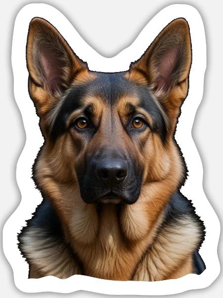 Schäferhund Portrait - Sticker Größe L (20 x 20 cm) - Mattweiß