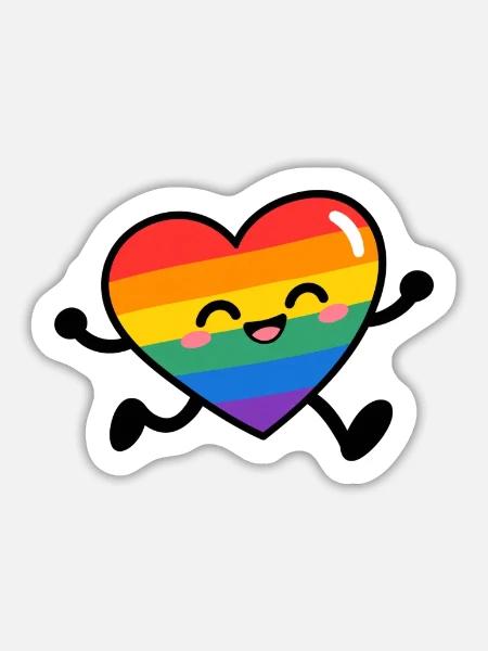 Regenbogenherz-Lächeln - Sticker Größe L (20 x 20 cm) - Mattweiß