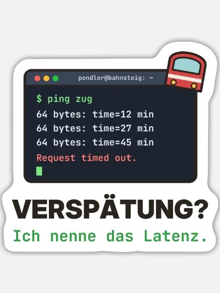 Latenz Lacher: Ping Verspätung - Sticker Größe L (20 x 20 cm) - Mattweiß