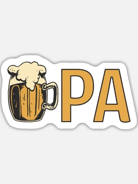 Opa mit Bierkrug – Orange - Sticker Größe L (20 x 20 cm) - Mattweiß