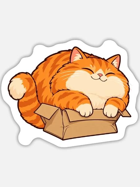 Katzenfreude im Karton - Sticker Größe L (20 x 20 cm) - Mattweiß