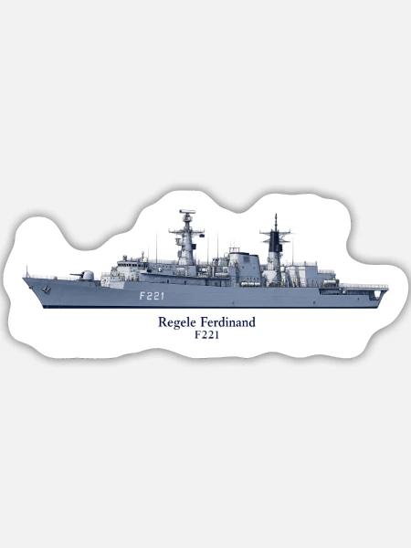 Regele Ferdinand F221 – Technisches Schiffsprofil - Sticker Größe L (20 x 20 cm) - Mattweiß