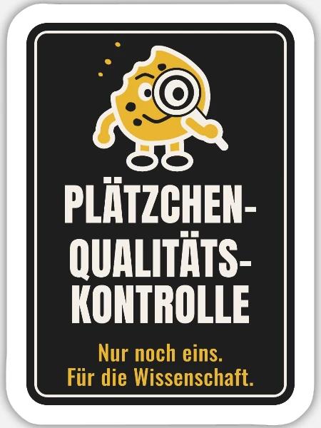 Plätzchen-Qualitätskontrolle - Sticker Größe L (20 x 20 cm) - Mattweiß